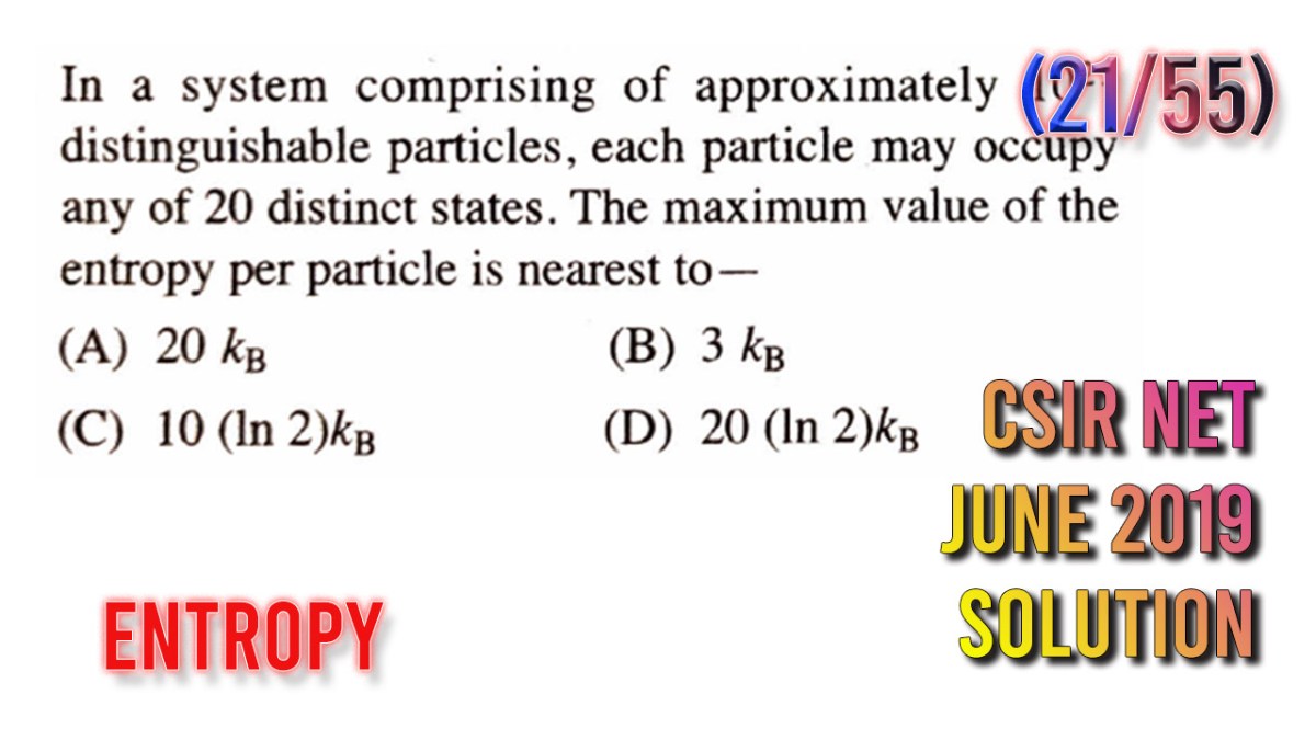 CSIR NET Physics June 2019 Entropy Problem (Question =21/55)| Physics&nbsp;Plus